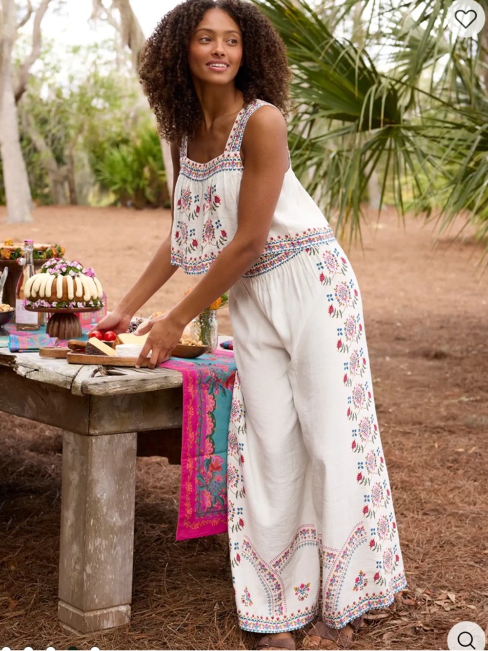NWT Natural Life Cece Wide Leg Pants and Floral Top Two-Piece Set XL